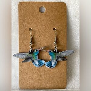 Hummingbird earrings printed on both sides